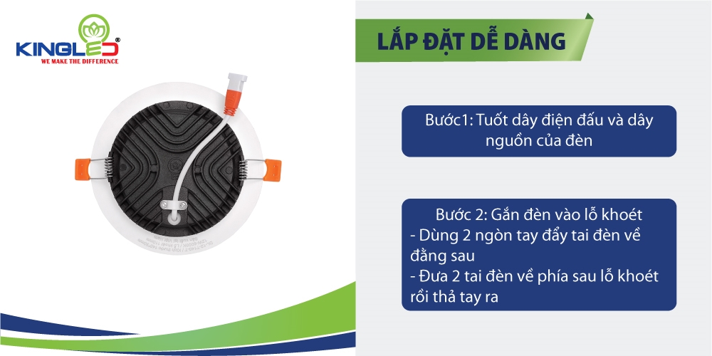 lắp đặt đèn led âm trần kingled