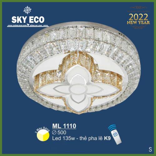 Đèn mâm ốp trần tròn pha lê ML 1110
